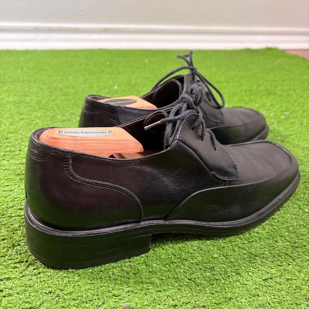 Johnston & Murphy Sz 8.5 Handcrafted Black Dress Lace Leather Oxford Square Toe